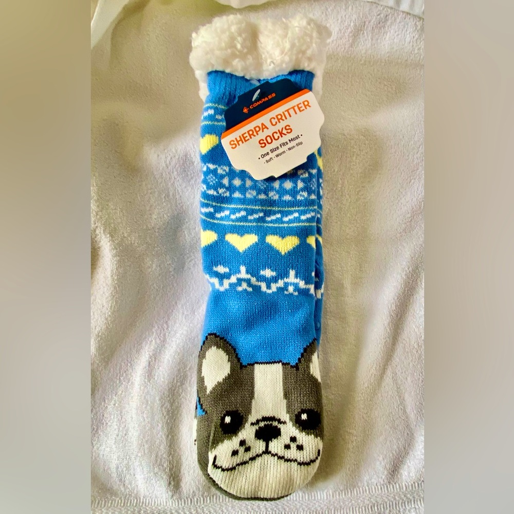 New!! Compass Sherpa Critter Non-Slip Socks